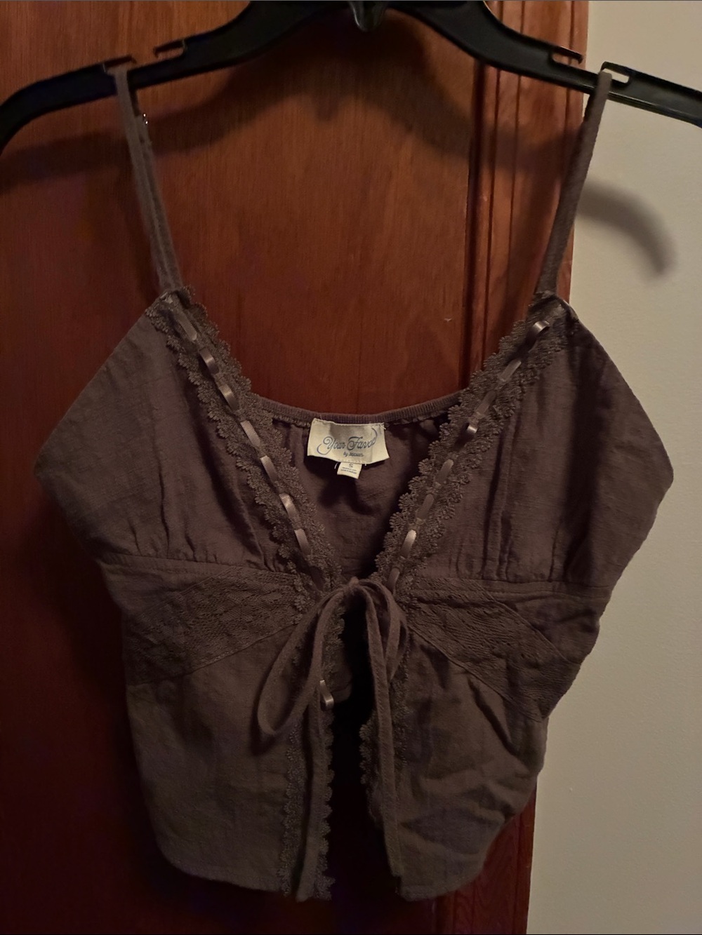 PacSun Brown Lace-Trim Tie-Front Camisole